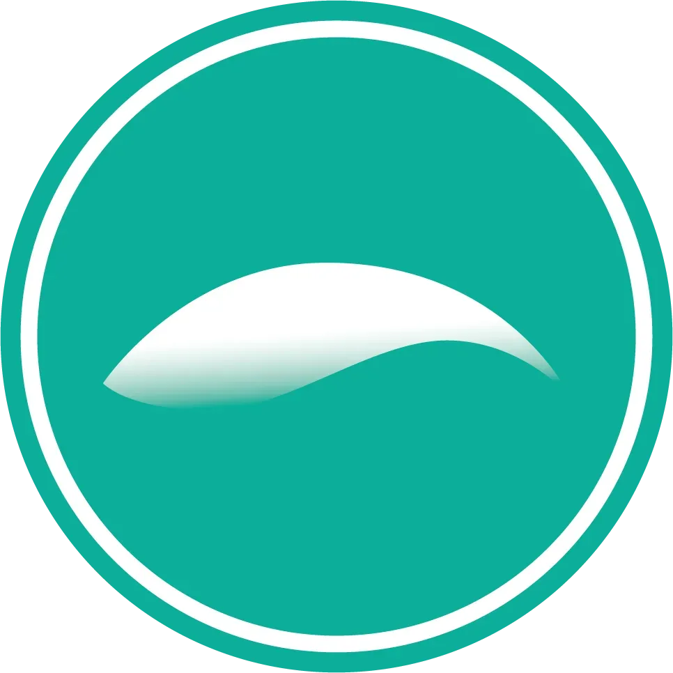 Logo vert avec une forme blanche.